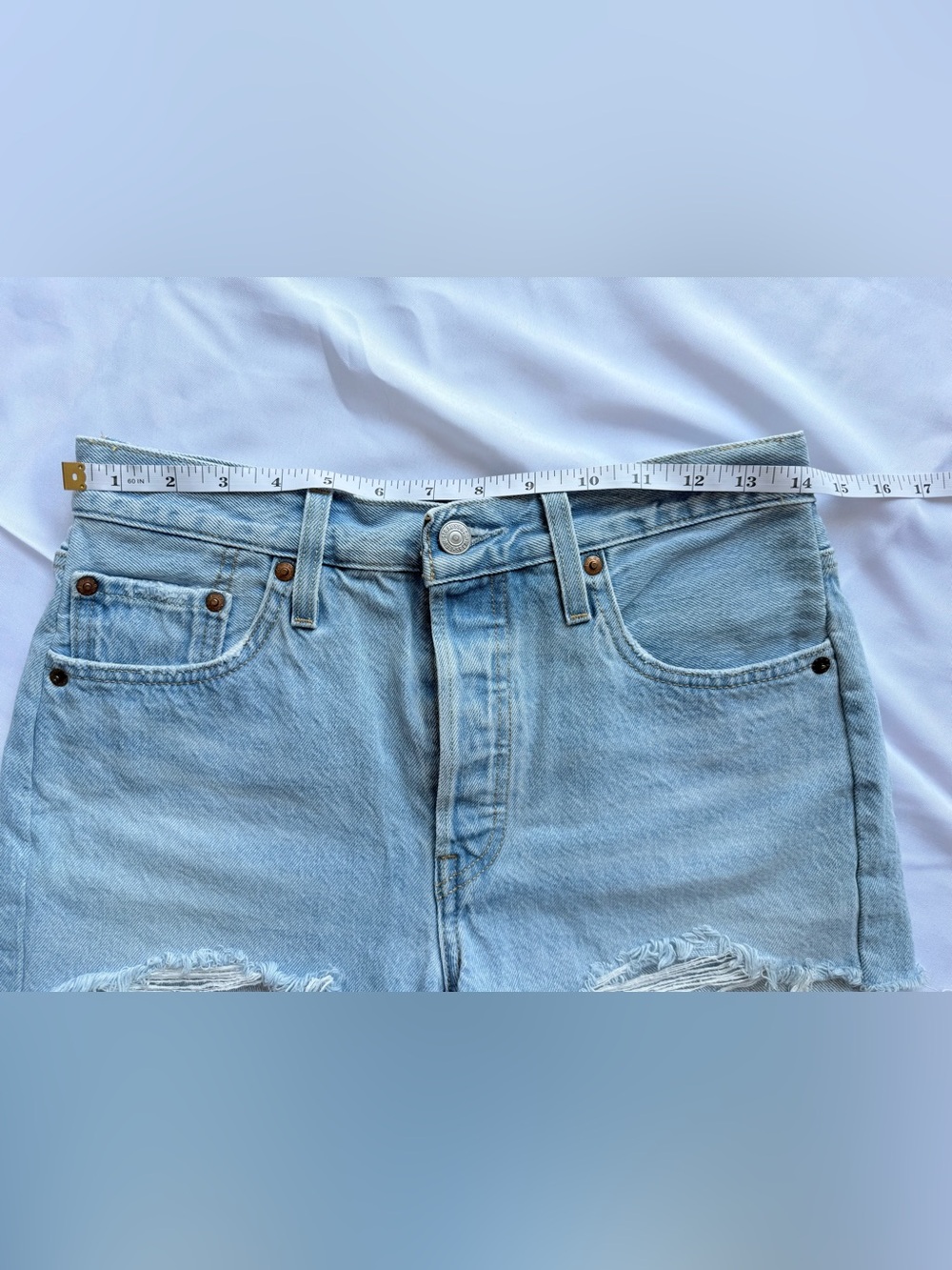 Levi’s 501 Button Fly Cotton High Rise Denim Shorts Size 28 - Picture 11 of 13